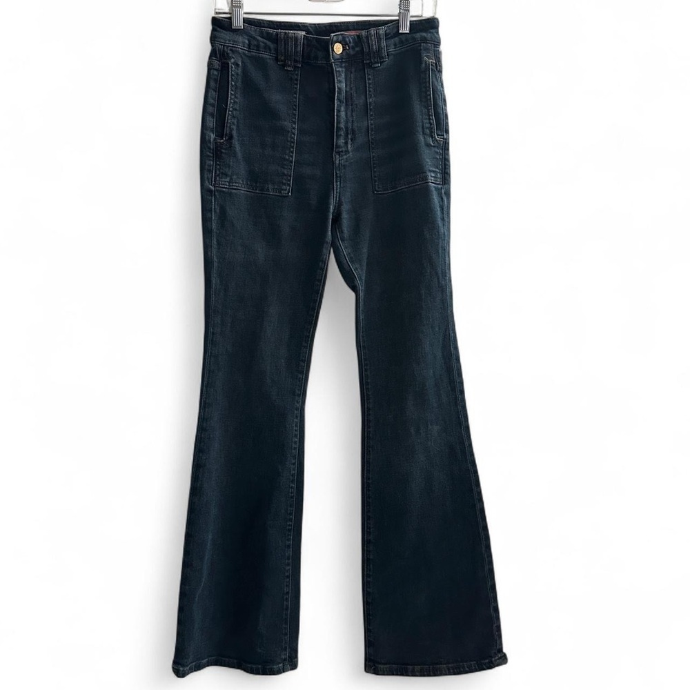 Anthropologie Pilcro Dark Blue Flare Jeans Women’s 27 Boho Western Cowgirl Y2K